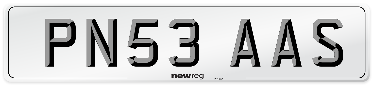 PN53 AAS Number Plate from New Reg